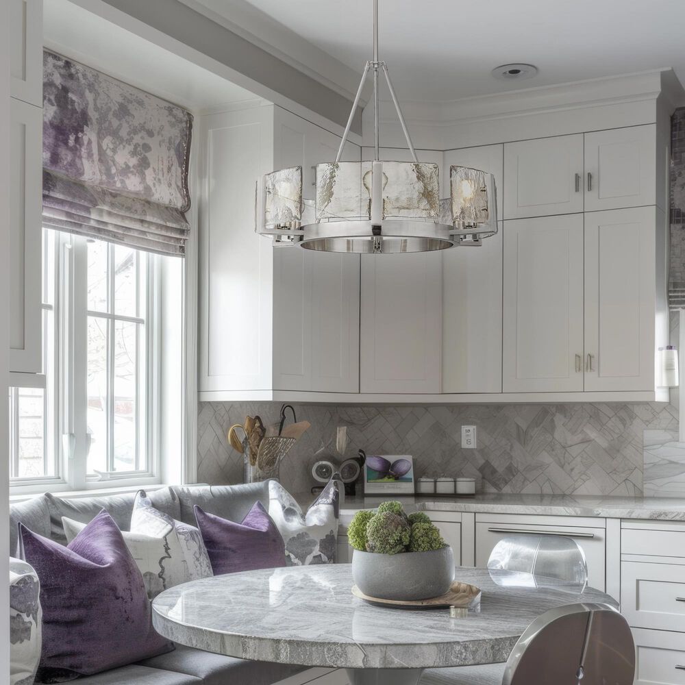Golden Lighting Aenon 6-Light Wide Chandelier with Hammered Water Glass Shade in Pewter, , large