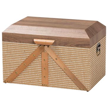 Baxton Studio Kande Storage Trunk with Hinged Top in Light Brown, Walnut and Bronze, , large