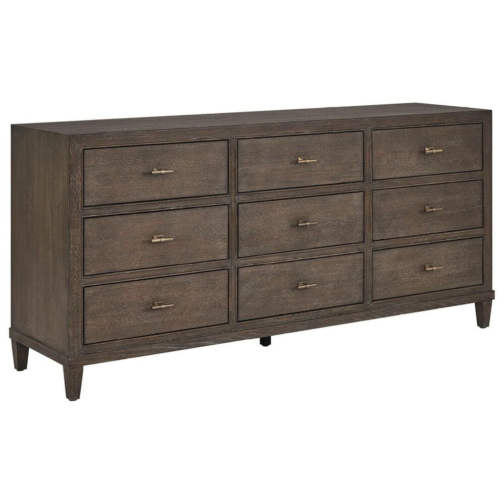 Furniture Worldwide Montclair 4 Piece Queen Panel Bedroom Set in Embossed Cocoa and Smoked Gold, , large