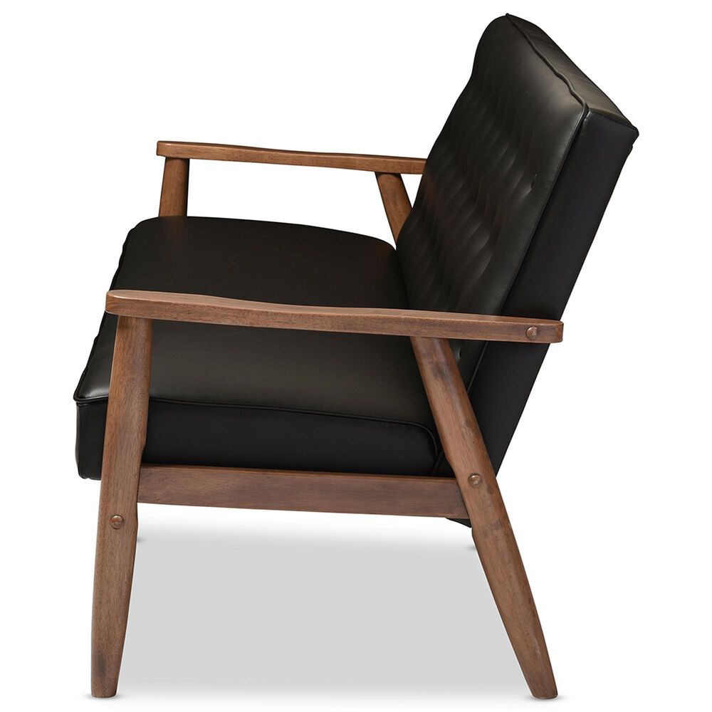 Baxton Studio Sorrento Stationary Sofa in Black, , large