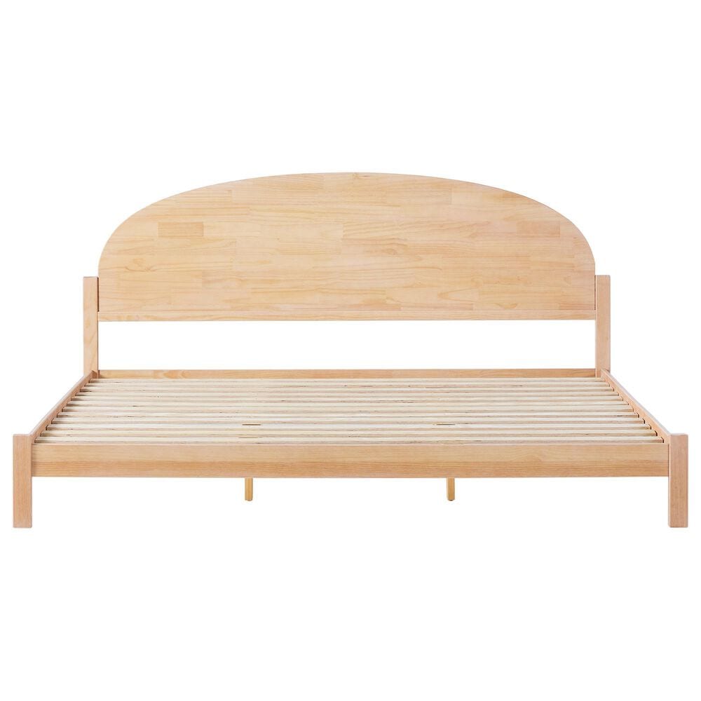 Walker Edison Elias King Platform Bed with Curved Wood Headboard in Cerused White, , large