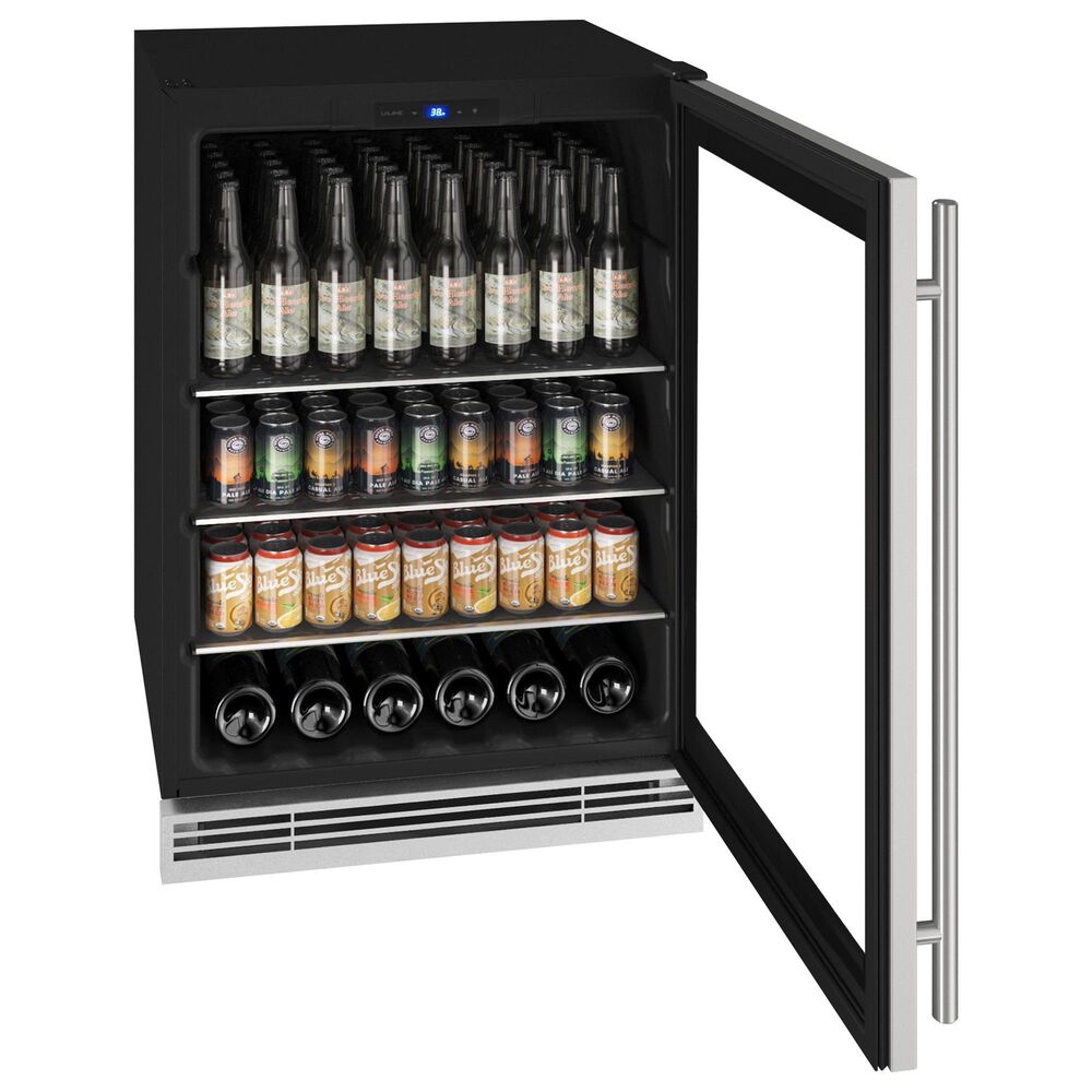 U-Line 5.7 Cu. Ft. Beverage Center with Glass Door in Stainless Steel, , large