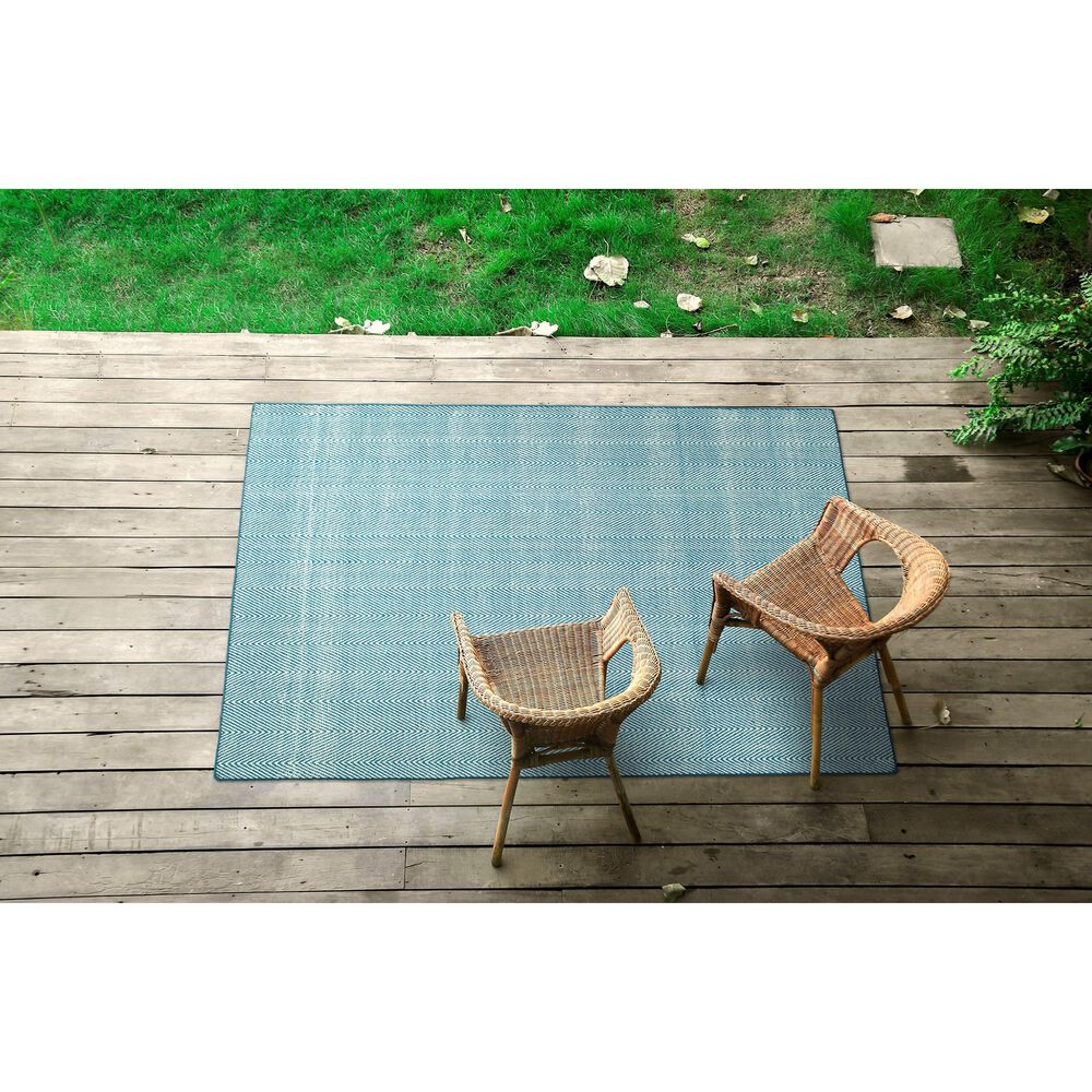 Kaleen Rugs Ziggy ZIG01-10 3&#39; x 5&#39; Denim and White Indoor/Outdoor Area Rug, , large