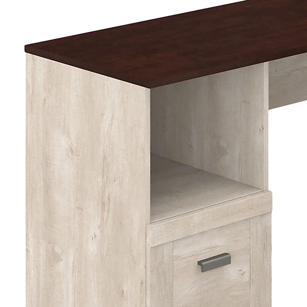 Bush Townhill 2Piece Office Desk Set in Washed Gray and Madison Cherry
