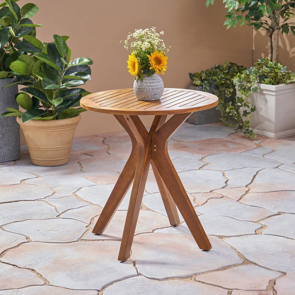 Hearth and Haven Stamford Patio Bistro Table in Teak, , large