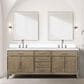 Lexora Home Laurel 80" Double Bathroom Vanity in Grey Oak with White Quartz Top and Rectangular Sinks, , large