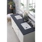 James Martin Vanities Palisades 60" Double Bathroom Vanity in Bright White with 3 cm Charcoal Soapstone Quartz Top and Rectangular Sinks, , large