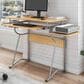 Rta Products Llc Compact Computer Desk with Side Shelf and Keyboard Panel in Cherry and Silver, , large