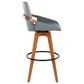 Lumisource Cosmo Swivel Barstool with Grey Cushion in Walnut and Black, , large