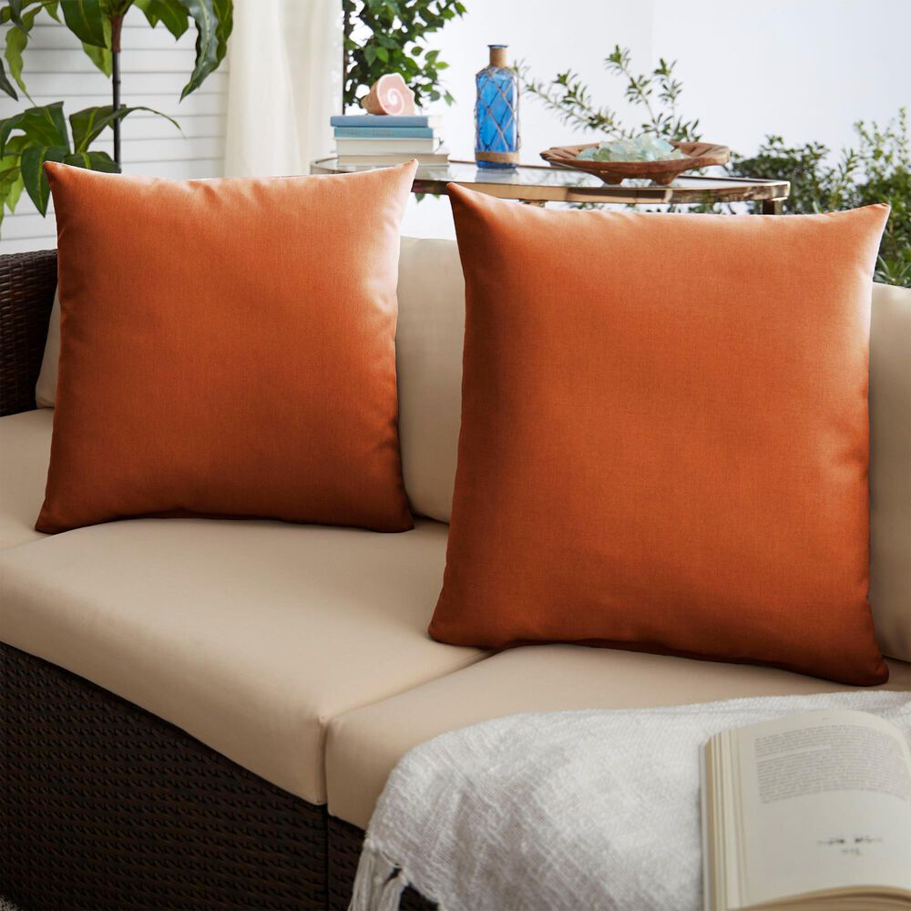 Sorra Home Sunbrella 22" Pillow in Canvas Rust (Set of 2), , large