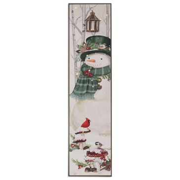 The Gerson Company 47.2"H Lighted Wood Holiday Snowman Design Porch Sign with Easel and Timer in White, , large