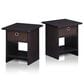 HOMLUX 1-Drawer Modern Nightstand with Open Shelf in Dark Walnut (Set of 2), , large