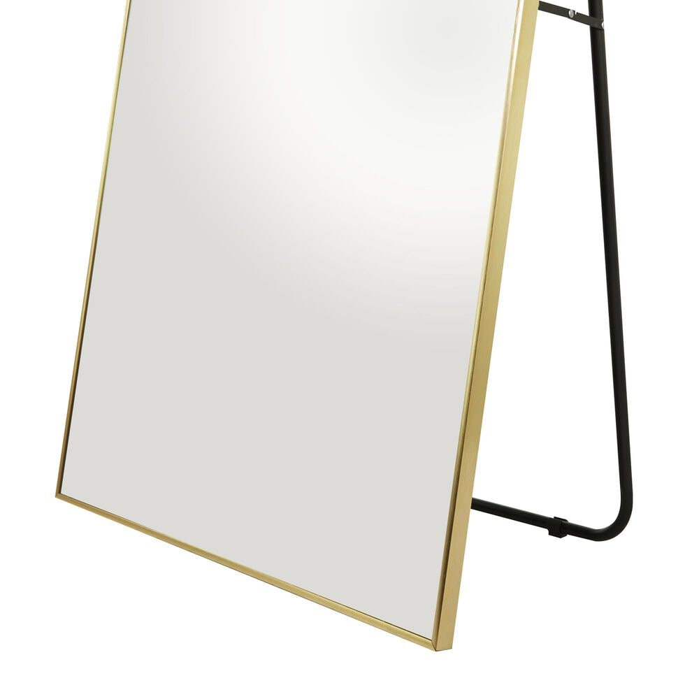 Maple and Jade Floor Mirror with Stand in Gold, , large