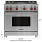 Wolf 36" Dual Fuel 4-Burner with Grill in Stainless Steel, , large