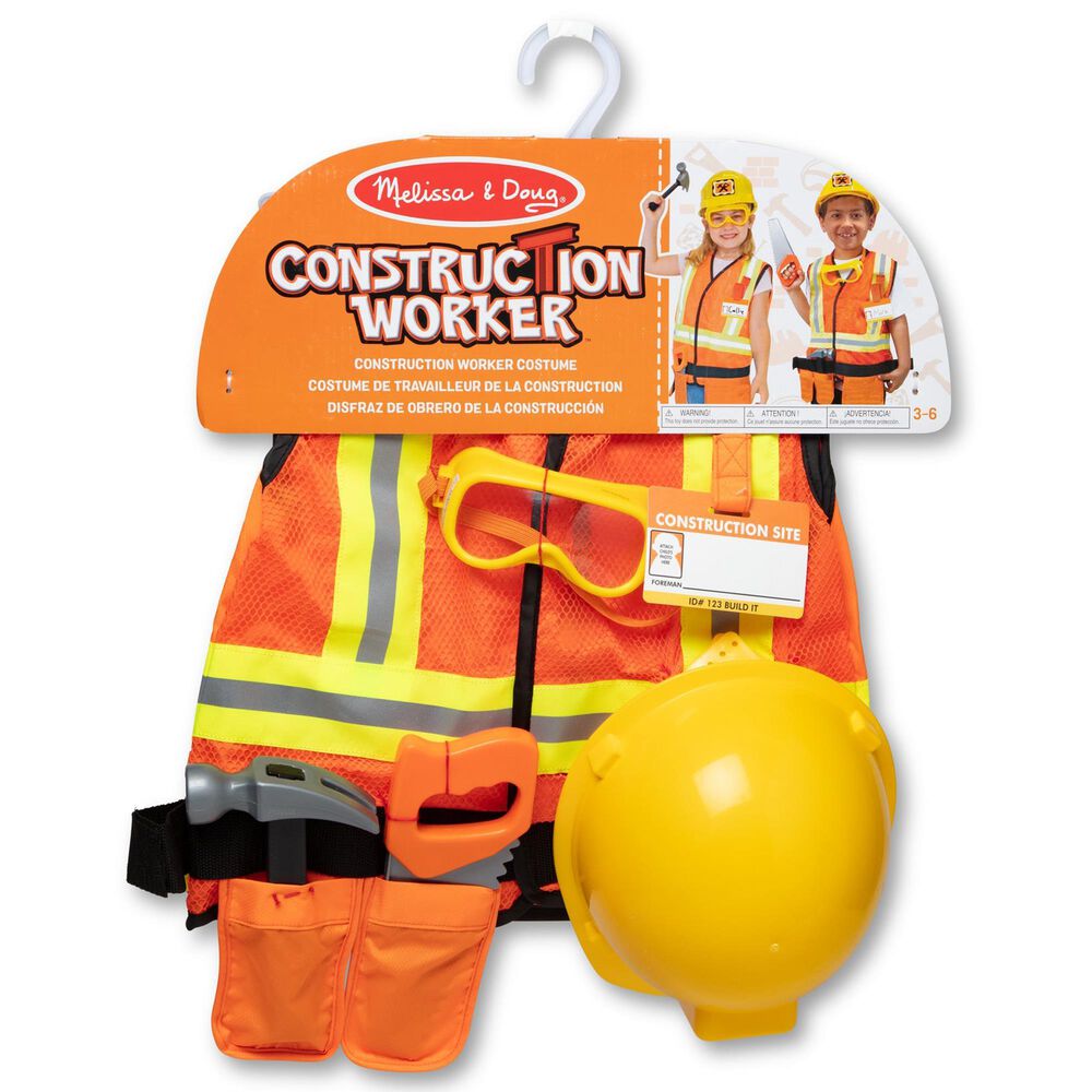 Melissa &amp; Doug Construction Worker Costume Role Play Set, , large