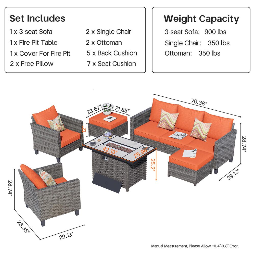 HOMLUX 6-Piece Outdoor Furniture Set in Orange, , large