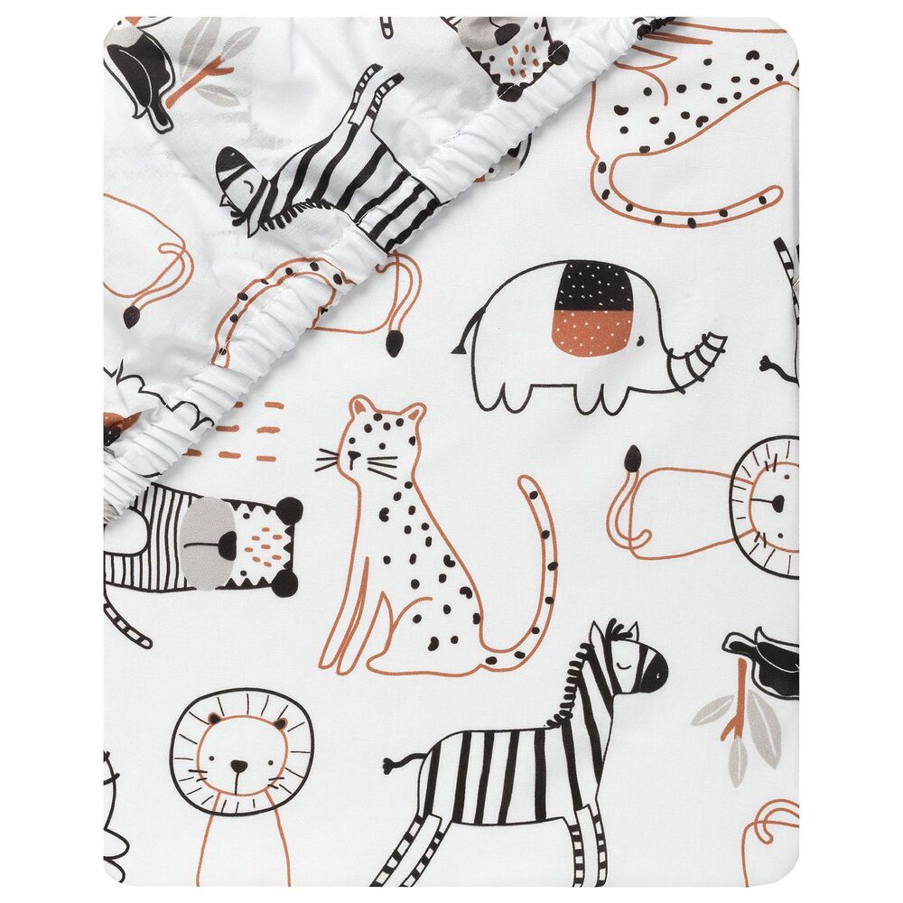 Lambs and Ivy Patchwork Jungle 4-Piece Crib Bedding Set in Heather Gray, Creamy and White, , large