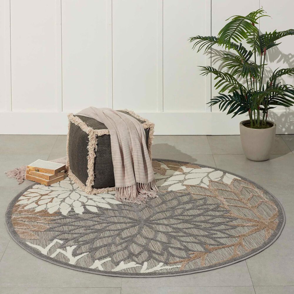 Nourison Aloha ALH05 5&#39;3&quot; Round Natural Indoor/Outdoor Area Rug, , large