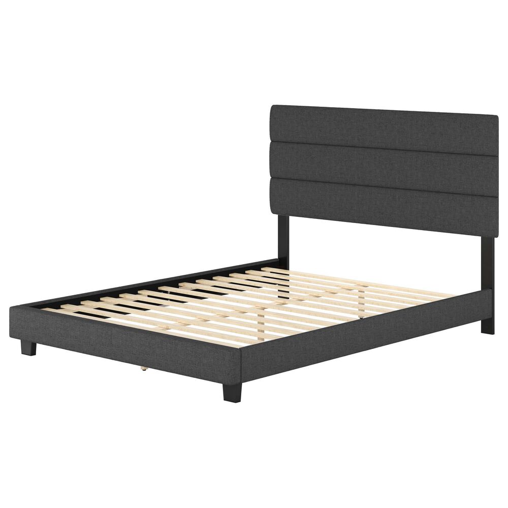 Accent Sicily Queen Upholstered Platform Bed in Black, , large