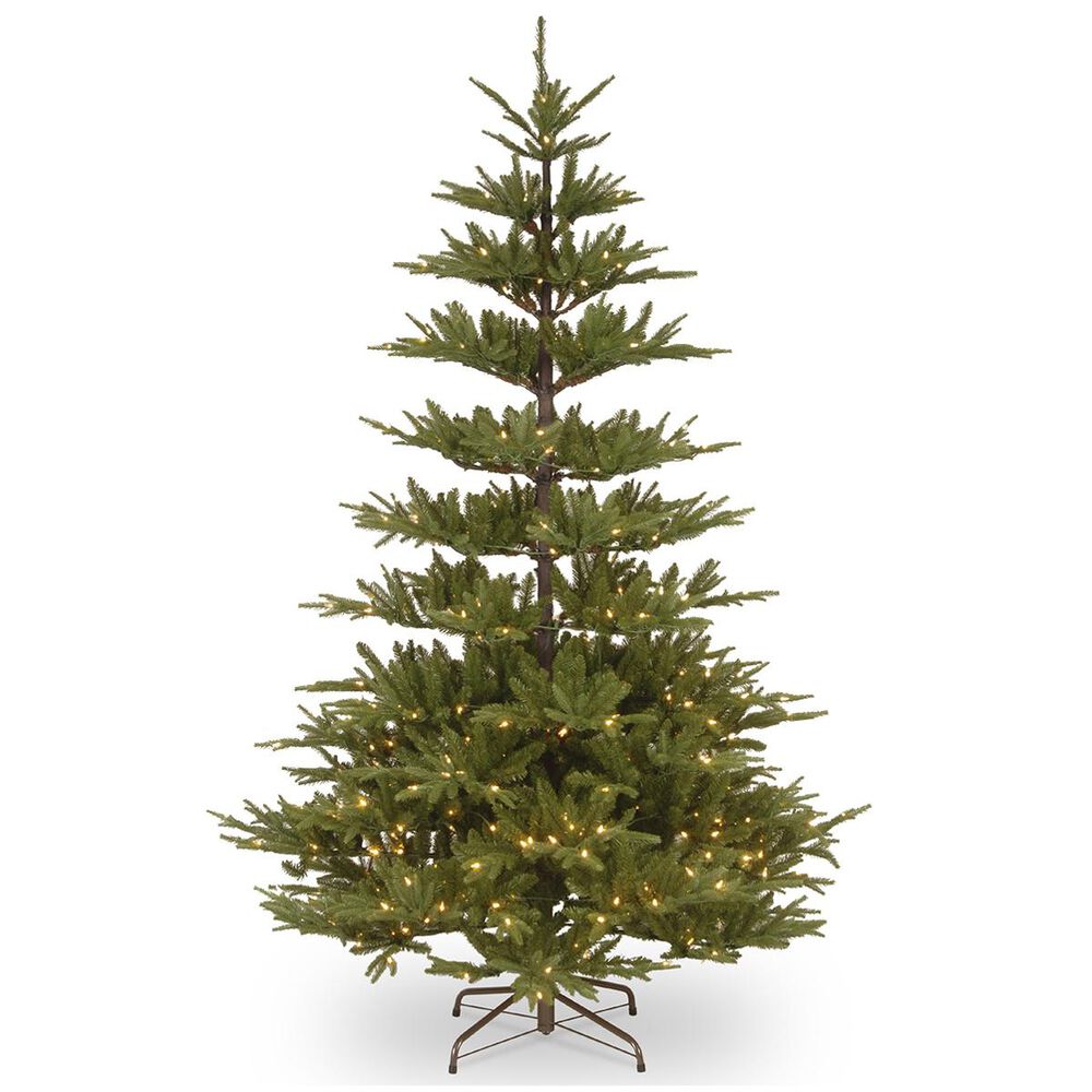 National Tree 7.5" Feel Real Glenwood Fir Hinged Tree with Bark Pole & 450 White Lights, , large