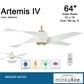 Minka-Aire Artemis IV 64" Ceiling Fan with LED Light and Matte Black Blades in Soft Brass, , large