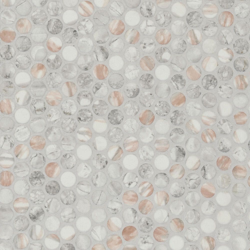 MS International Briar Rosa 12&quot; x 12&quot; Penny Round Glass Mosaic Sheet, , large