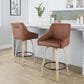 LumiSource Hannah Swivel Counter Stool with Camel Faux Leather Upholstery in Whitewashed and Black (Set of 2), , large