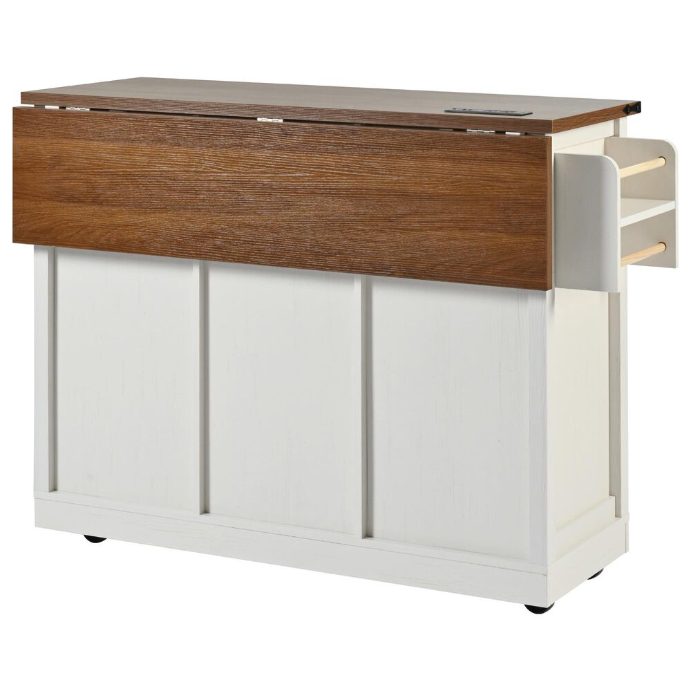 HOMLUX 54" Kitchen Island with Sliding Barn Door in White, , large