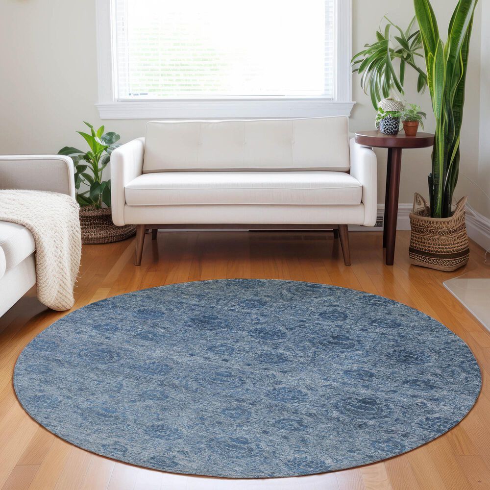 Dalyn Rug Company Burano BU8 8&#39; Round Blue Indoor/Outdoor Area Rug, , large