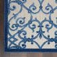 Nourison Aloha Damask 5"3" x 7"5" Grey and Blue Indoor/Outdoor Area Rug, , large