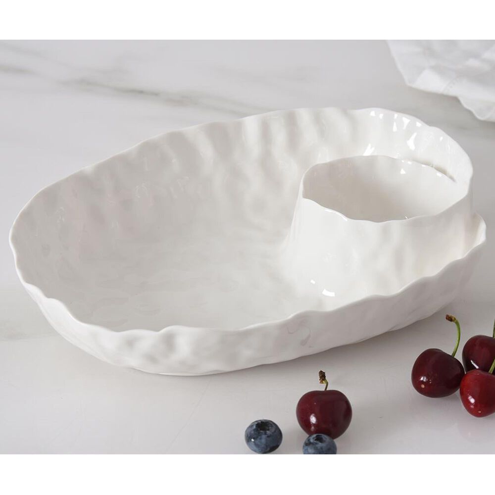 Pampa Bay Willow Oval Chip and Dip in White, , large