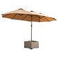 HOMLUX 2-Piece 14.5 ft Patio Umbrella with All-weather Rattan Square Coffee Table Outdoor Set in Khaki, , large