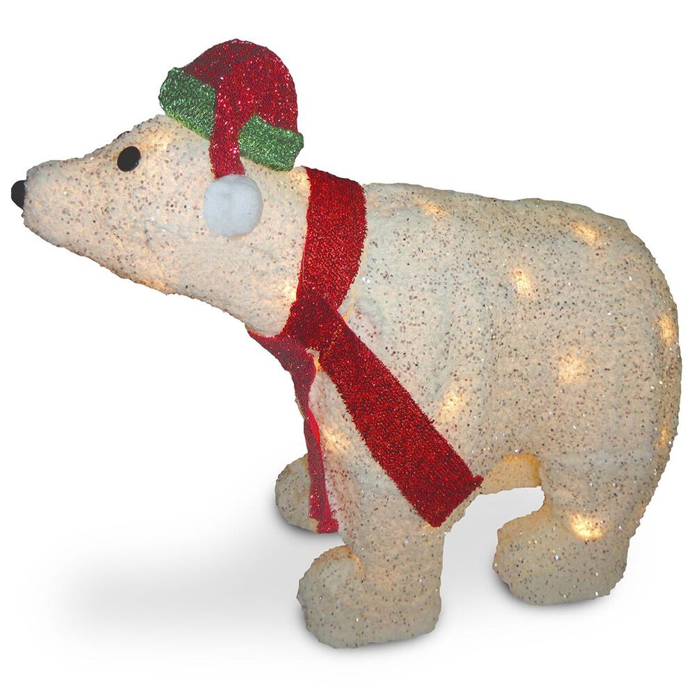 National Tree 18.5" Polar Bear with Clear Lights, , large
