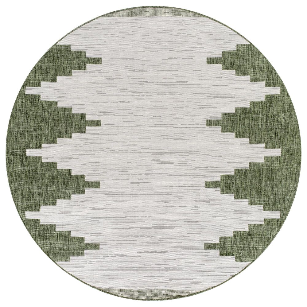 Surya Eagean EAG-2435 Grass Green, Ivory, Dark Green and Seafoam 5&#39;3&quot; Round Indoor/Outdoor Area Rug, , large