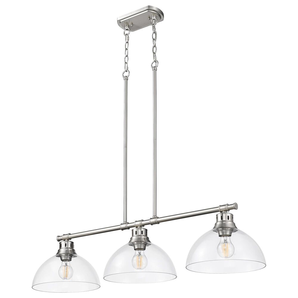 Golden Lighting Duncan 3-Light Pendant with Clear Shade in Pewter, , large