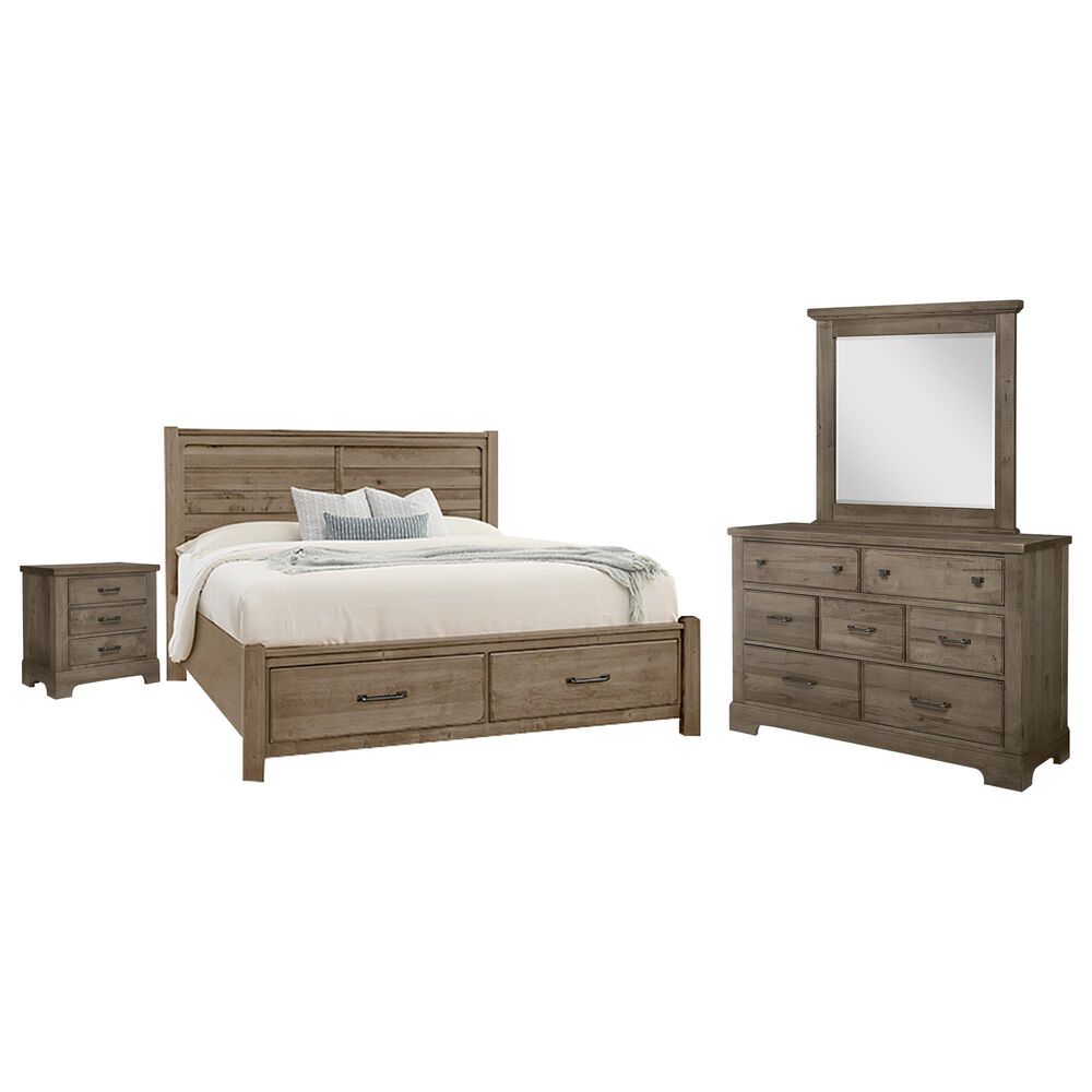 Viceray Collections Cool Rustic 4-Piece Queen Plank Bedroom Set with Storage in Stone Grey, , large
