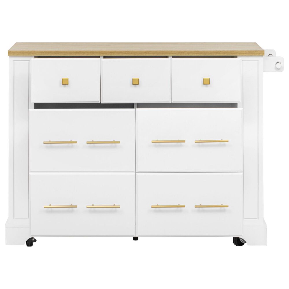 HOMLUX 51" Kitchen Island with Pull Out Trash Can Storage in White, , large