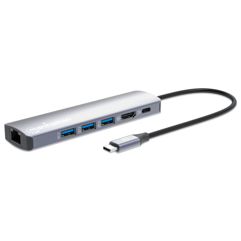 Manhattan USB-C PD 6-In-1 4K Docking Station/Multiport Hub in Silver, , large