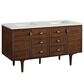 James Martin Vanities Amberly 60" Double Bathroom Vanity in Mid-Century Walnut with 3 cm Lime Delight Quartz Top and Rectangular Sinks, , large