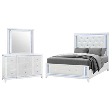 Global Furniture USA Alina 3-Piece Queen Upholstered Panel Bedroom Set in White, , large
