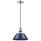 Golden Lighting Orwell PW 1-Light Pendant - 14" in Pewter with Navy Blue Shade, , large