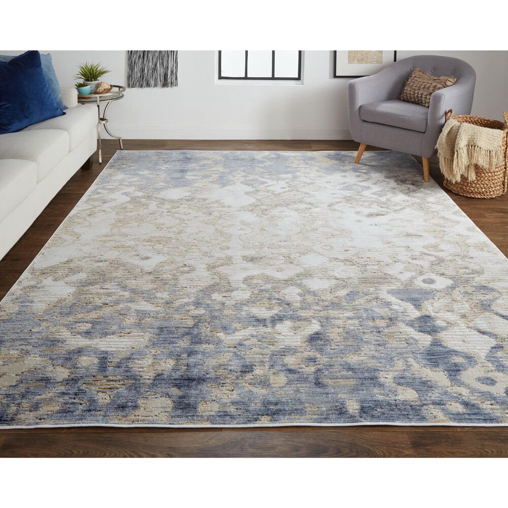 Feizy Laina 39G7F 3&#39; x 5&#39; Blue and Beige Area Rug, , large