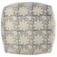 LR Home 20" Square Floral Pouf in Blue and Beige, , large