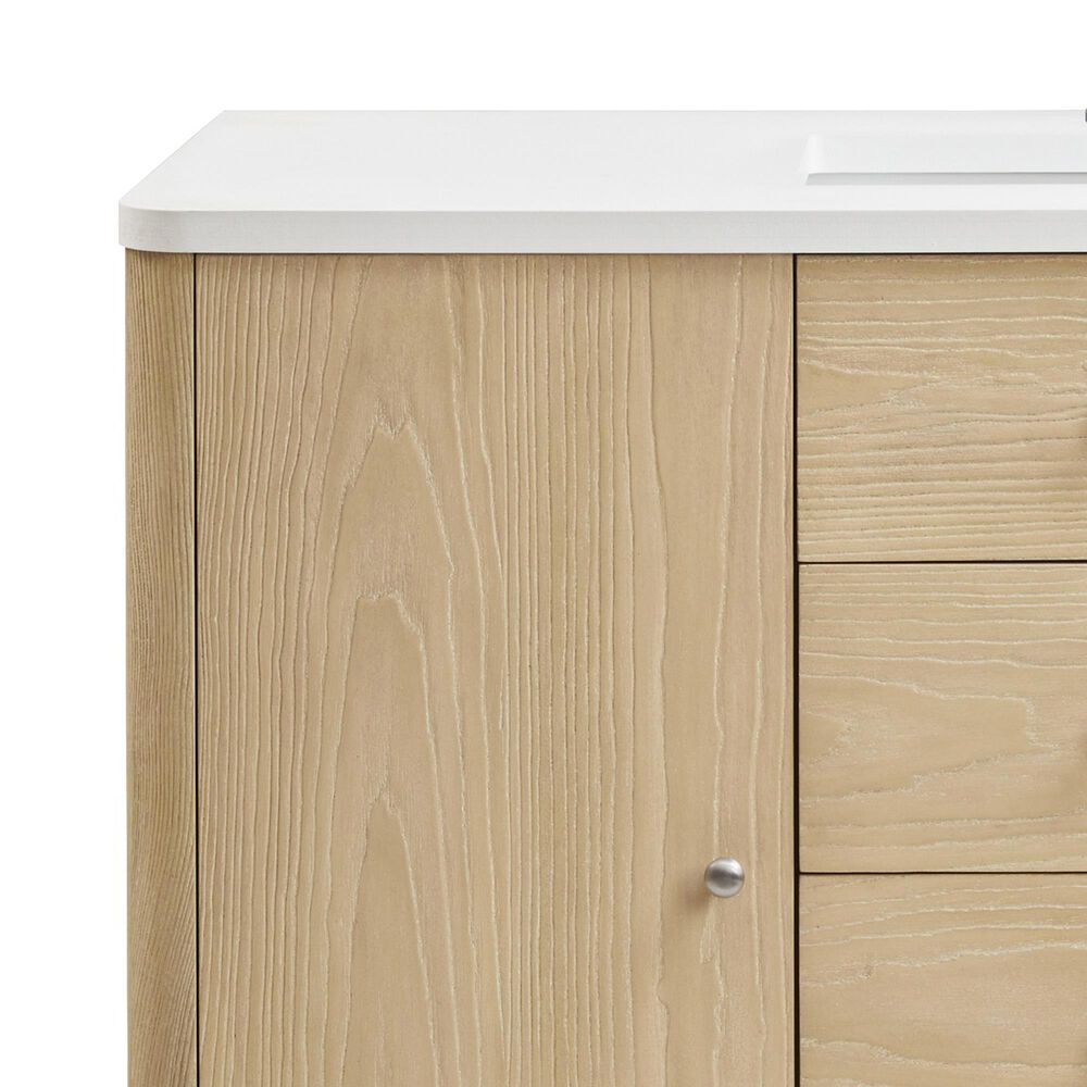 James Martin Vanities Gracyn 48" Single Bathroom Vanity in Coastal Driftwood with 3 cm White Zeus Quartz Top and Rectangular Sink, , large