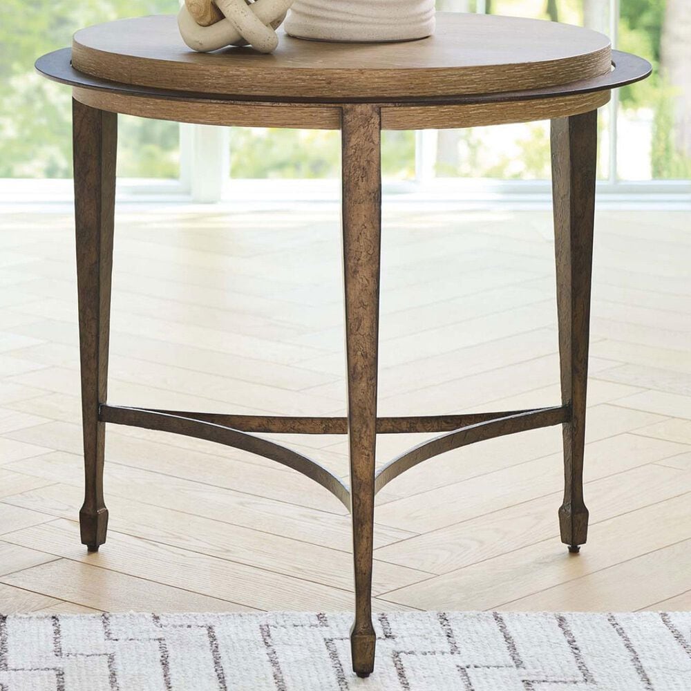 Lexington Home Brands Montecito Catalonia Round Side Table in Chaparral and Bronze, , large