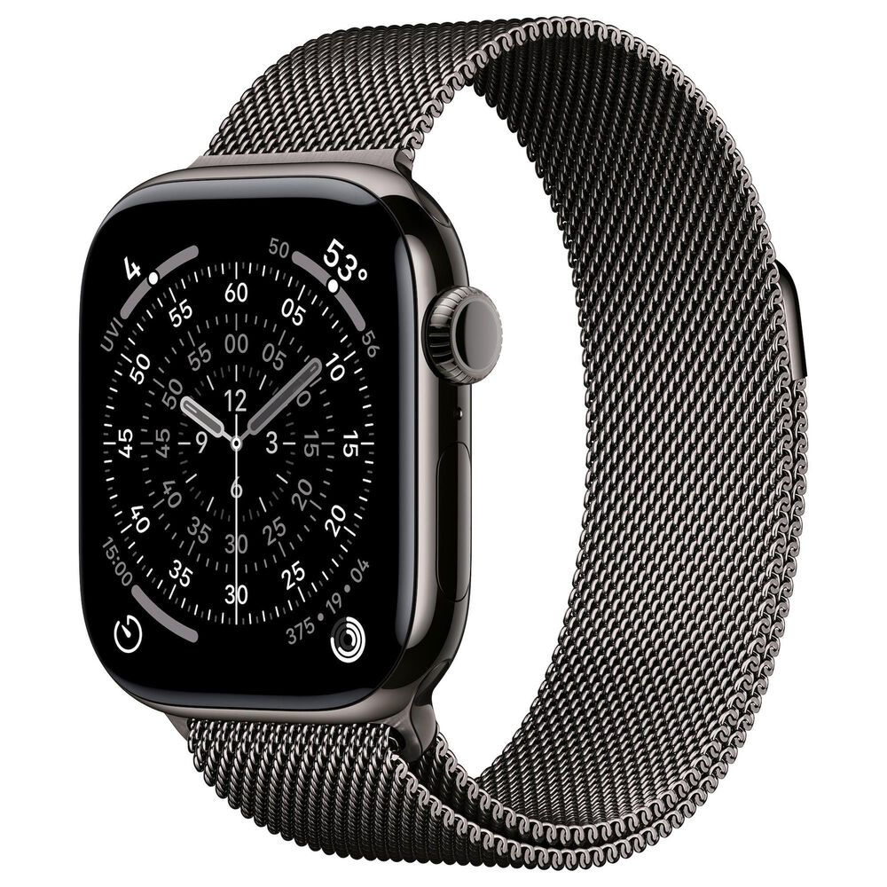 Apple Watch Series 11 (GPS+Cellular) 42mm Titanium Case with Milanese Loop in Slate and 2-Year AppleCare+, , large