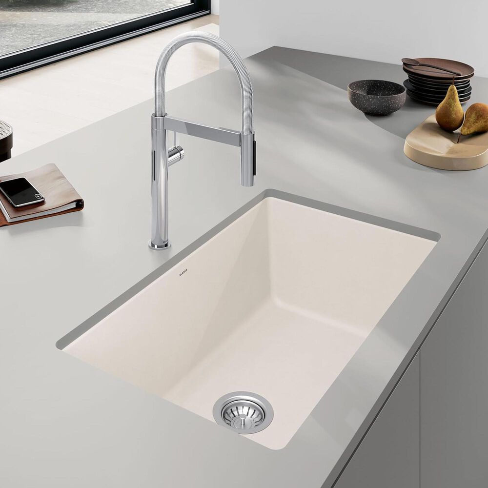 Blanco Precis 32&quot; Super Single Bowl Kitchen Sink in Soft White, , large
