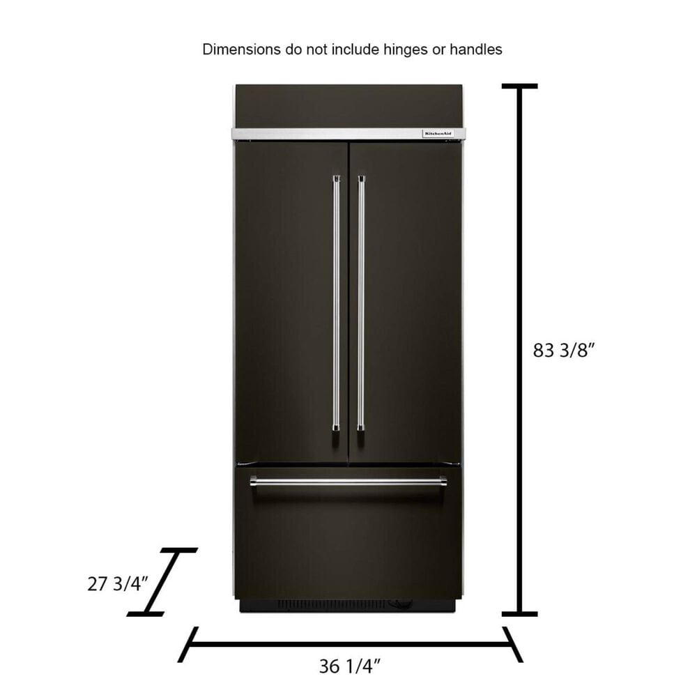 KitchenAid 20.8 Cubic Foot Built-In French Door Refrigerator with Platinum Interior Design in Black Stainless Steel, , large