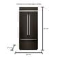 KitchenAid 20.8 Cubic Foot Built-In French Door Refrigerator with Platinum Interior Design in Black Stainless Steel, , large