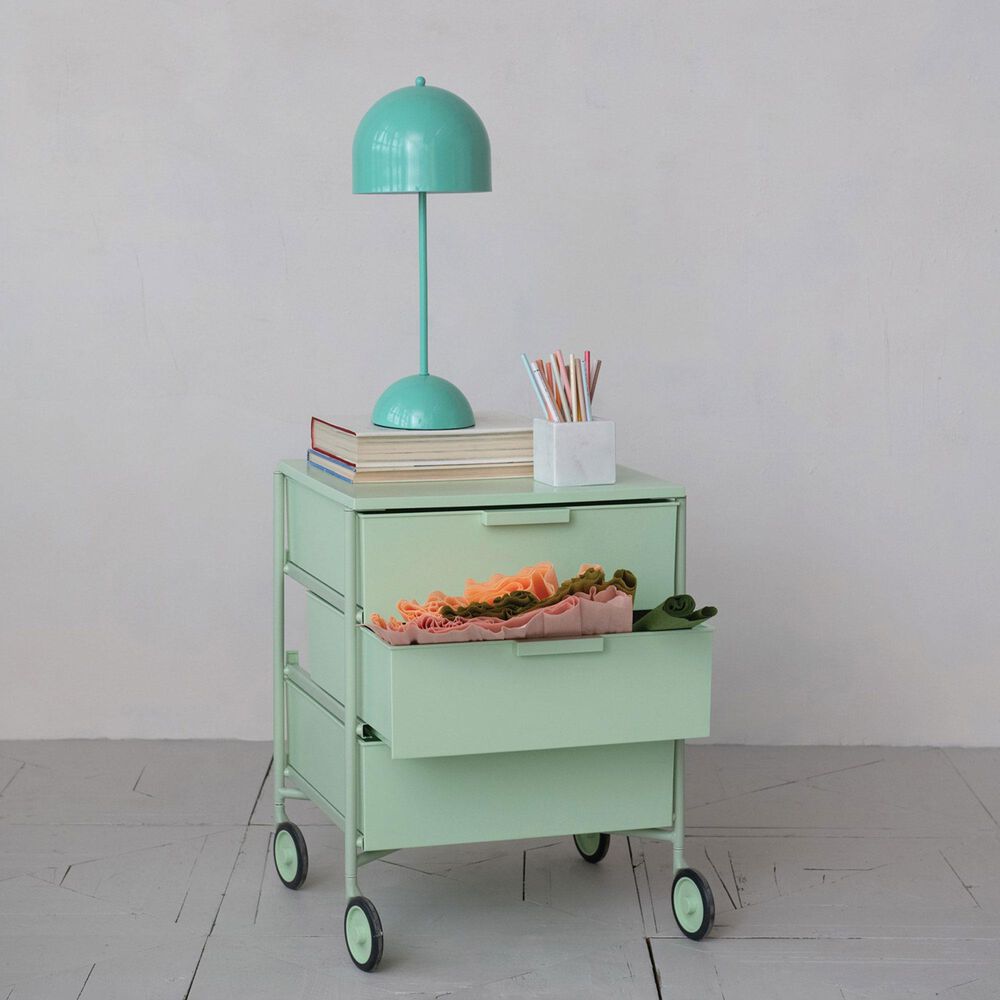 Teak Interiors Happy House Metal LED Table Lamp with in Aqua, , large